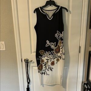 Elegant Black and White Floral Dress